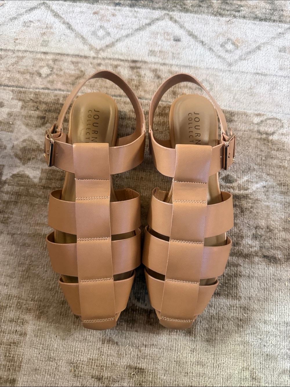 Journee Collection Nude Tan Basket-Weave Slingback Sandals